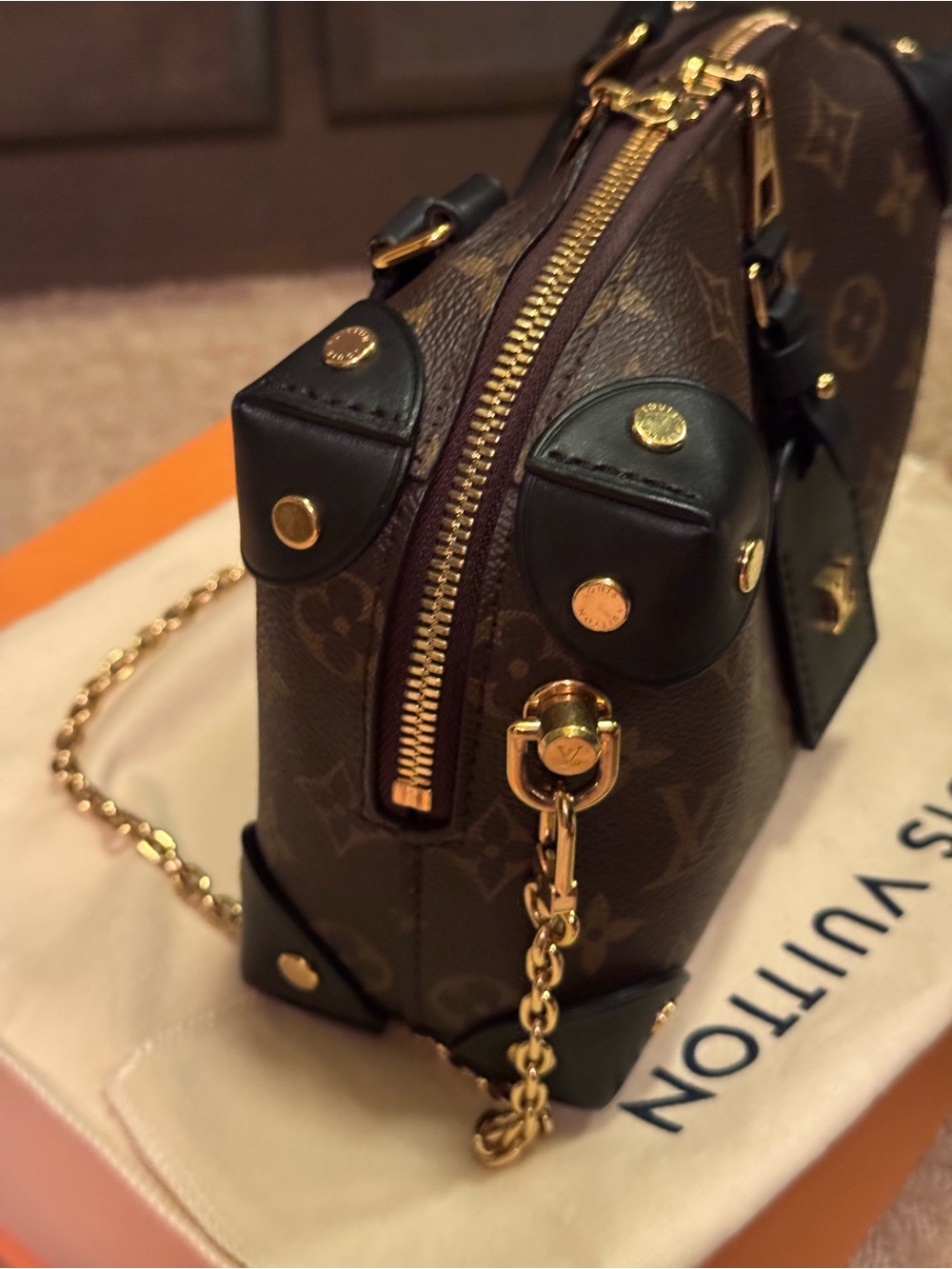 Louis Vuitton Monogram Petite Malle Souple Brown & Black (Gold Hardware) - Picture 5 of 15